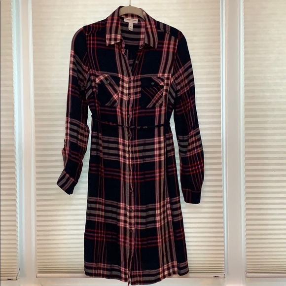 red plaid maternity dress